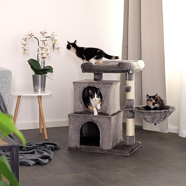 Foto 2 de 7 de lionto Árbol rascador para Gatos Altura 70 cm, Gris Oscuro