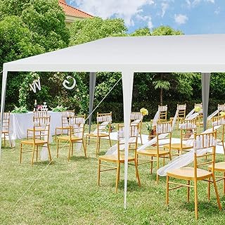 Tangkula 10 x 20 Feet Canopy Tent, Waterproof Wedding Canopy with Wind Rope, Outdoor Shelter Pavilion for Parties, Commercial Activity, Camping, Heavy Duty White Party Tent for Family Friends