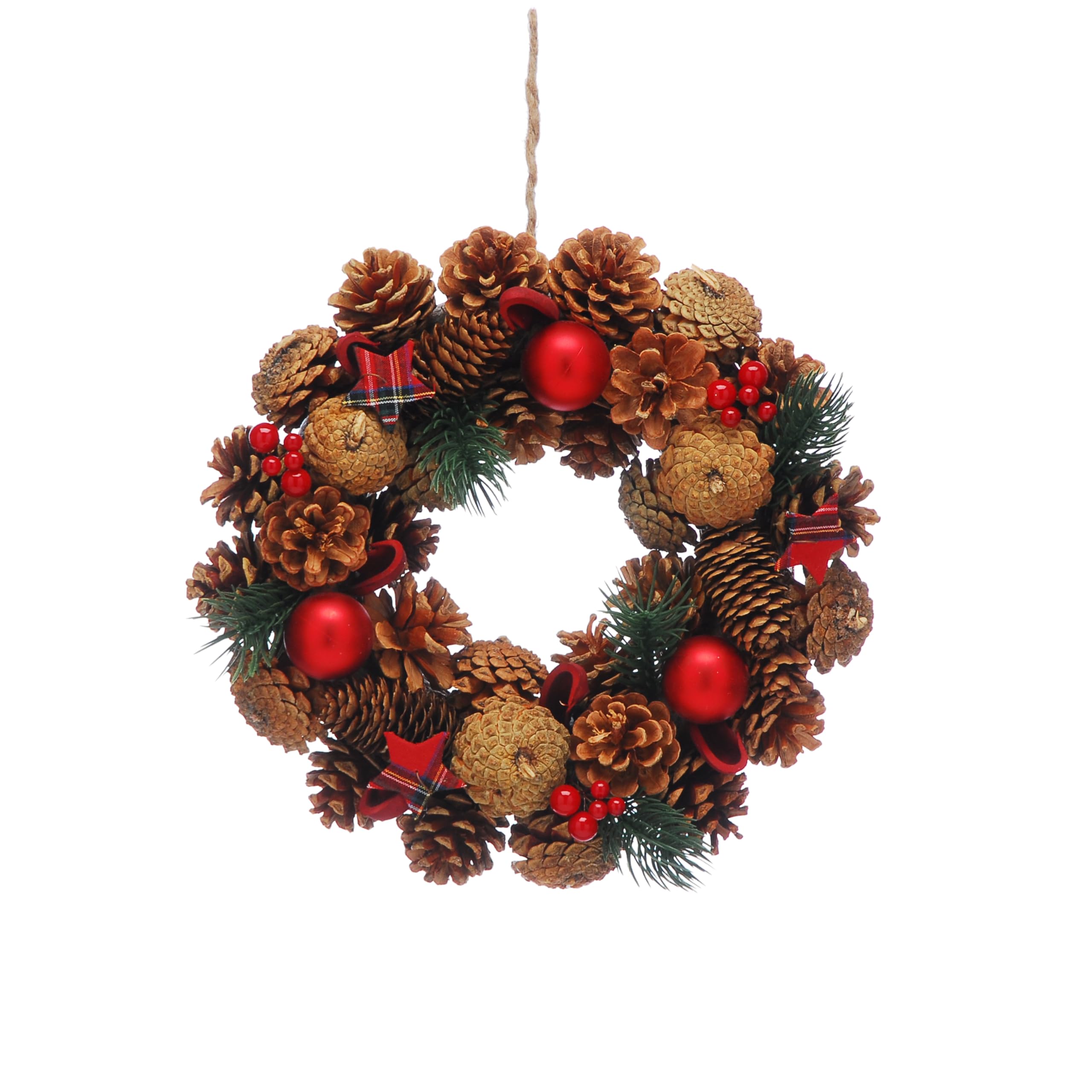 Couronne de Noël pour porte d'entrée et maison avec baies de 30 cm