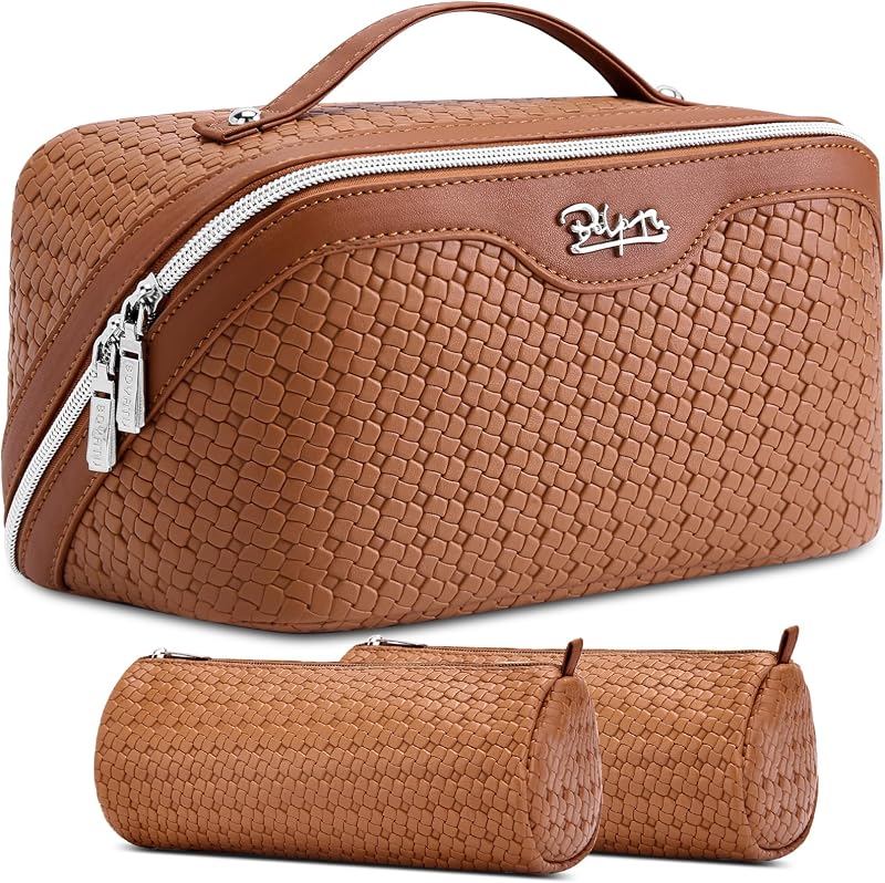 BOYATU Necessaire de maquiagem para viagem com 3 peças, L53Brown