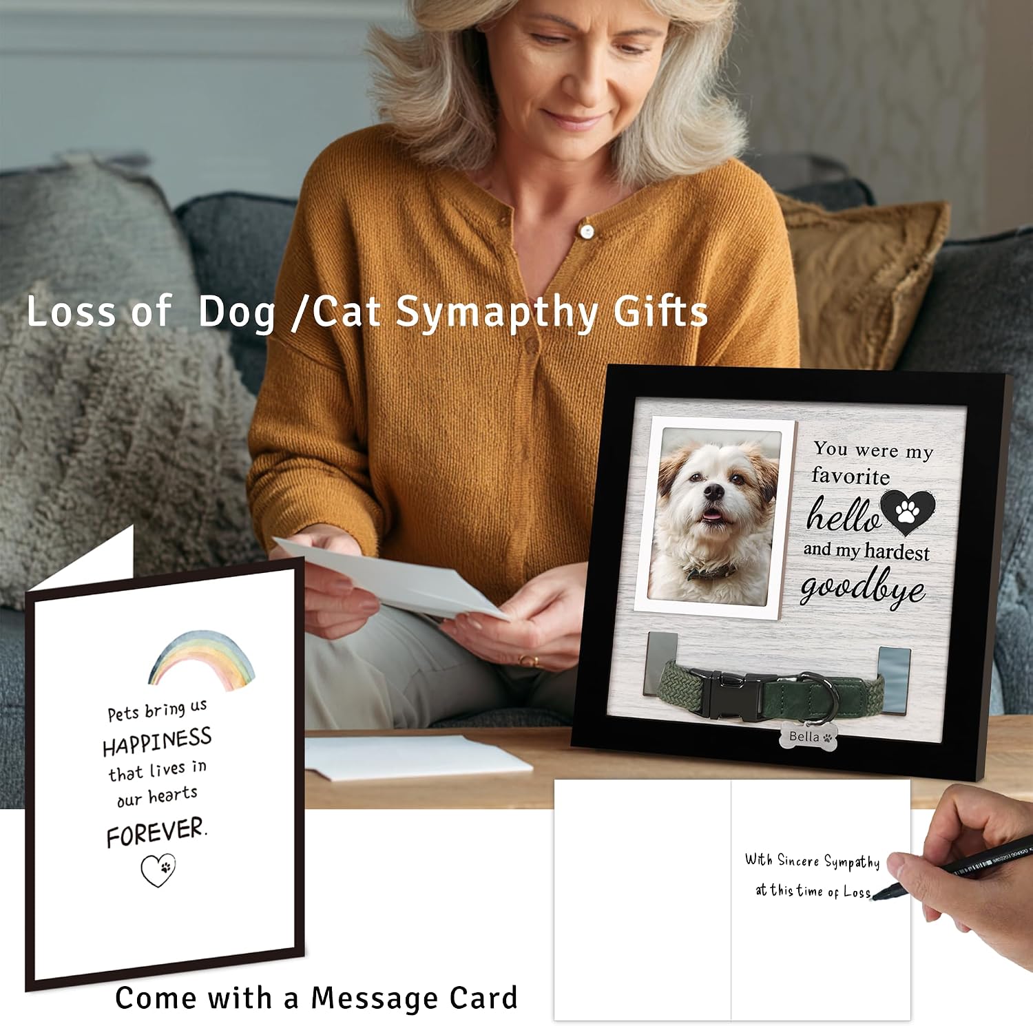 Dog Loss Gifts,Pet Memorial Frame with Collar Holder,HG | Dog or Cat Collar Memorial Picture Frame,Pet Memorial Gift for Dogs,Pet Parents,Pets Loss Sympathy Gift