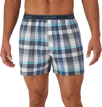 Hanes Men's Underwear Boxers Pack, Cool & Breathable Cotton Underwear, Moisture-Wicking Boxers for Men
