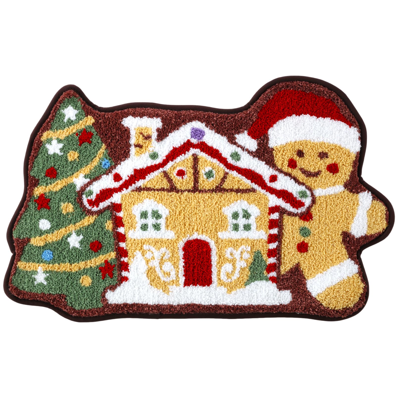 Christmas Gingerbread House Bath Mat 20x32 Inch Winter Soft and Absorbent Tufted Xmas Tree Bathroom Rug Non Slip