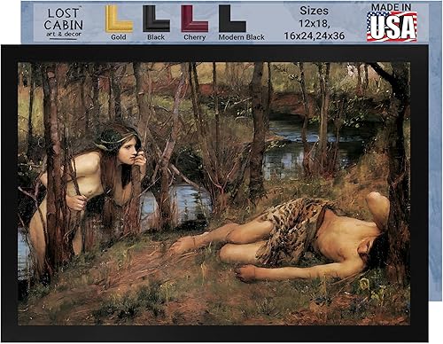 John William Waterhouse - Lienzo enmarcado para pared con diseño de Naiad o Hylas con una ninfa de John William Waterhouse, lienzo de reproducción