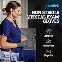 Vista 2 de Hand-E Touch Guantes desechables de nitrilo gris, 100 unidades, guantes médicos sin látex
