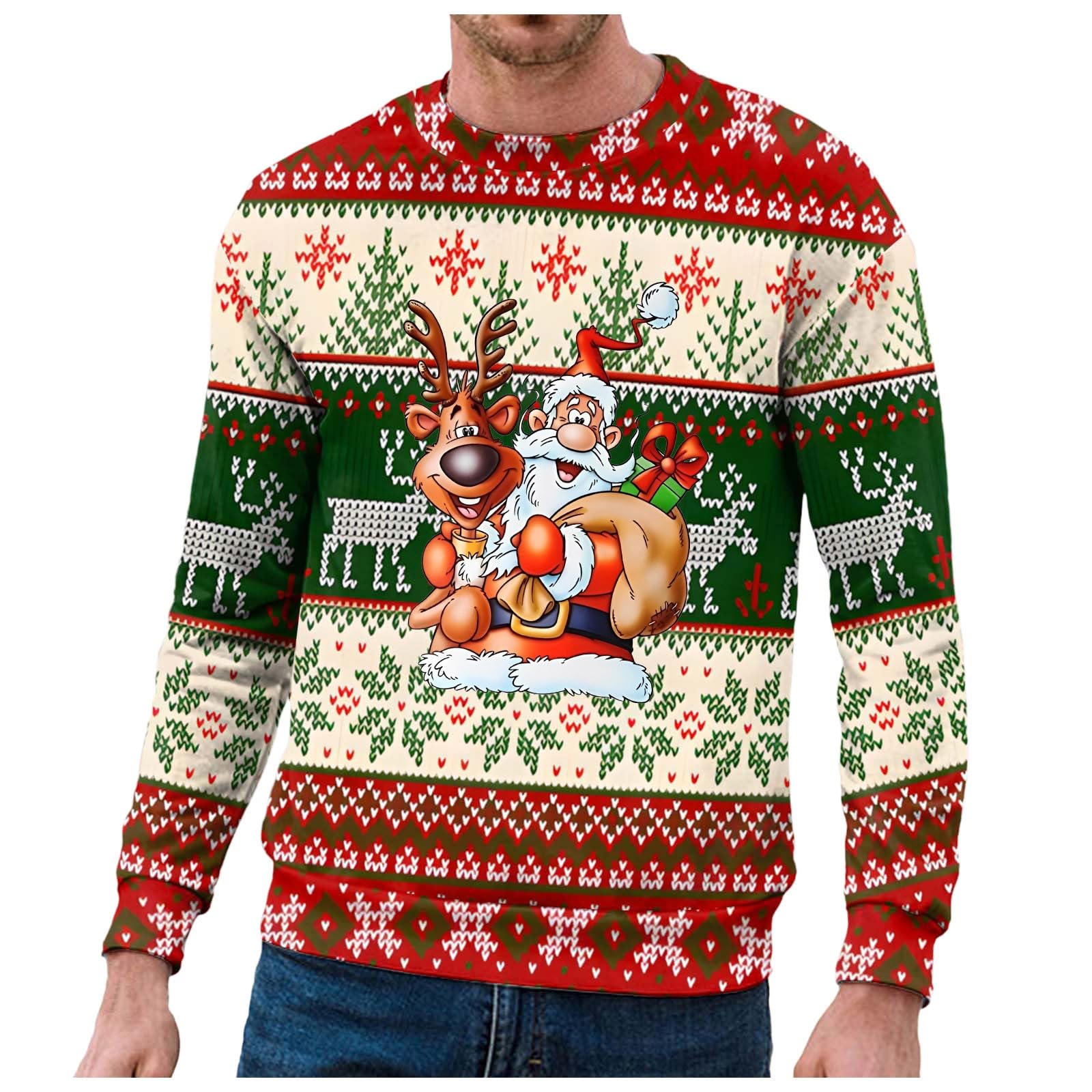 Pull De Noël Homme - Sweat Col Rond Motif Festif, Confortable, Style Décontracté Urbain Pour Automne-hiver - 4