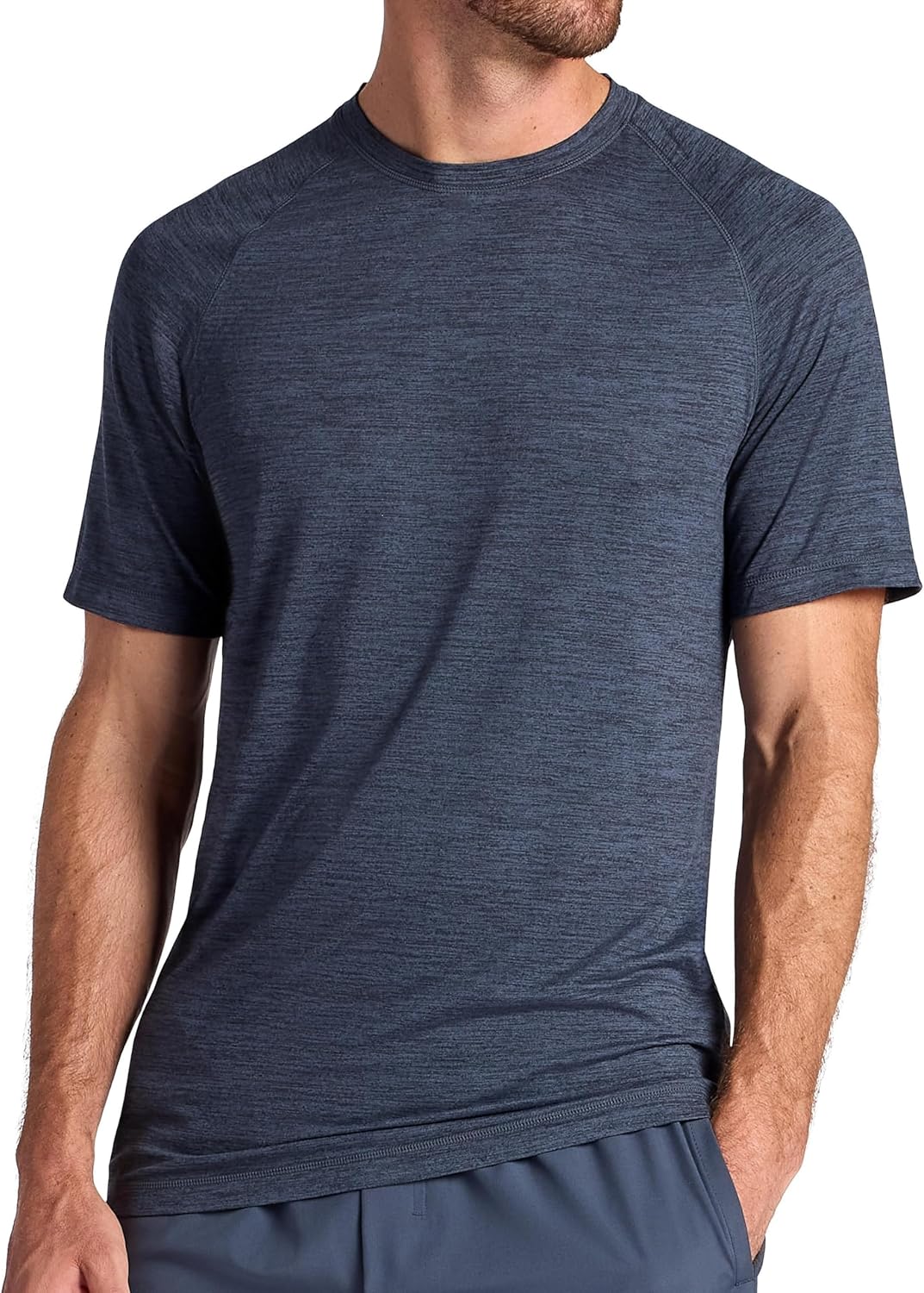 Gaiam Mens Everyday Basic Raglan Top, Standard Fit, Stretch Midweight Jersey Material