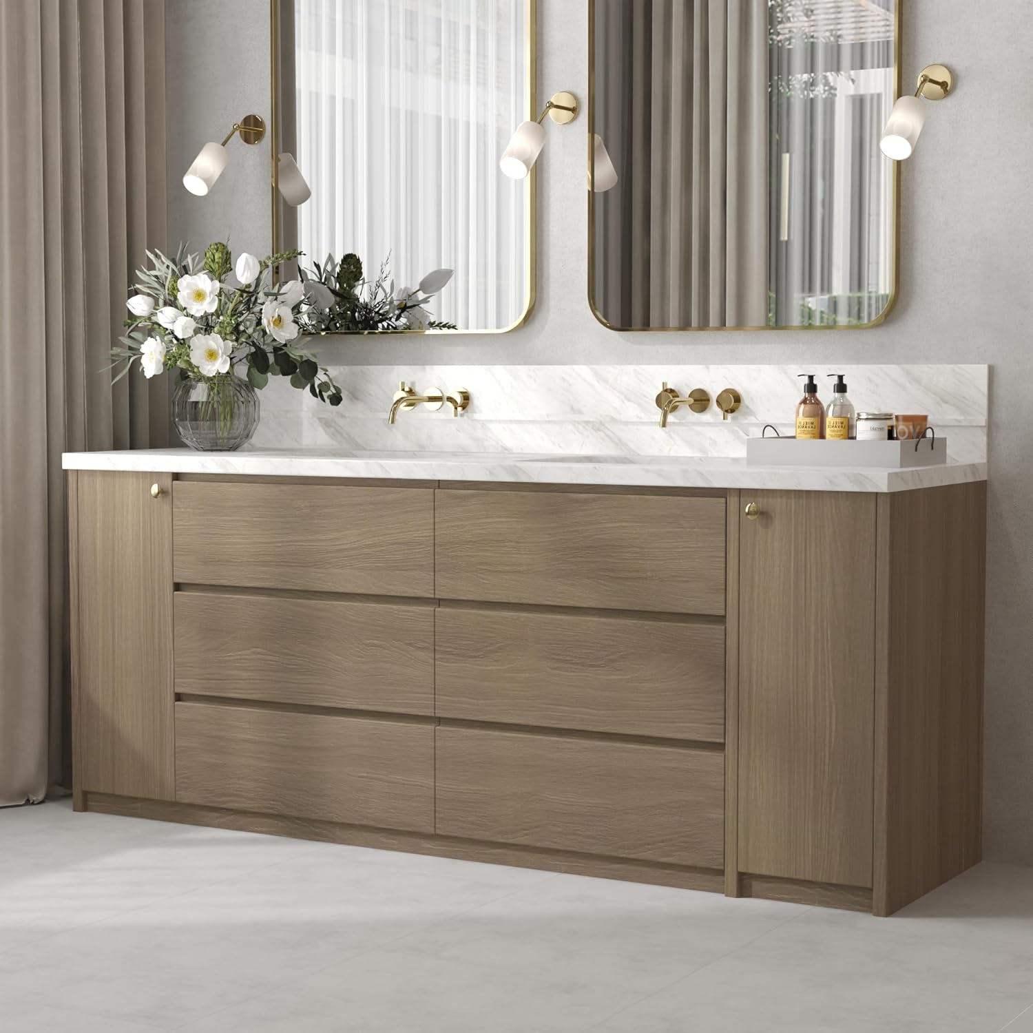 BAYYA Walnute Wood Grain Contact Paper Wallpaper Peel and Stick Countertops Tan Grey Waterproof Self Adhesive Light Brown Thick 15.75"x118" Wooden Wall Paper Cabinet Vinyl Wrap Counter Top Covers