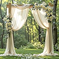 Vista 35 de Tela drapeada para arco de boda, 2 paneles de 18 pies, cortina de telón de fondo transparente negro de gasa para boda, arco, ceremonia, cenefa