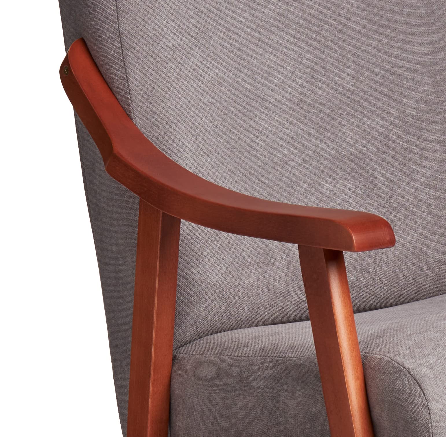 Abuelo a Gusto- Silla con Brazos Modelo Goya y Orejas apoya-Cabeza. Madera Color: Cerezo (Medidas: 117 * 69 * 57 cm) Tela Antimanchas: para Personas Mayores o geriátrico. Prótesis de Cadera. Gris