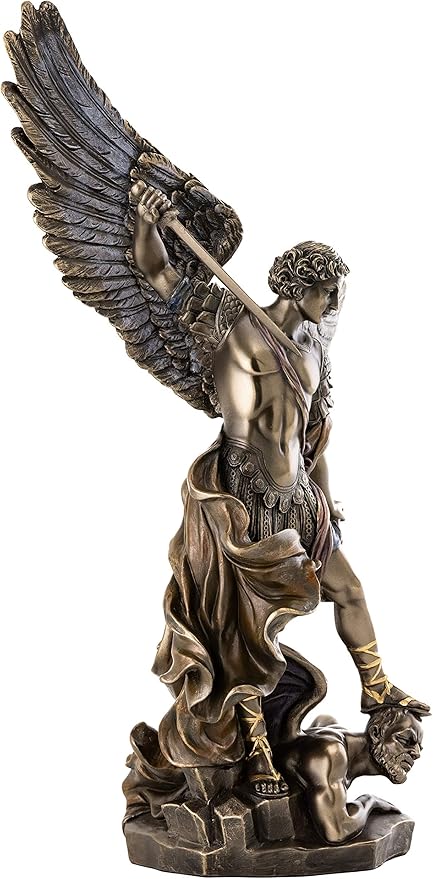Estatua San Miguel Arcángel 14.5 pulgadas Bronce Resina miniatura 4