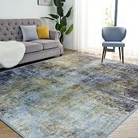 Jiyuhang Modern Nappali Szőnyeg 160x230cm - Kék-Szürke/Bézs Színátmenetes Rövid Szálú Puha Szőnyeg Csúszásgátló Alappal Hálószobába és Étkez 1