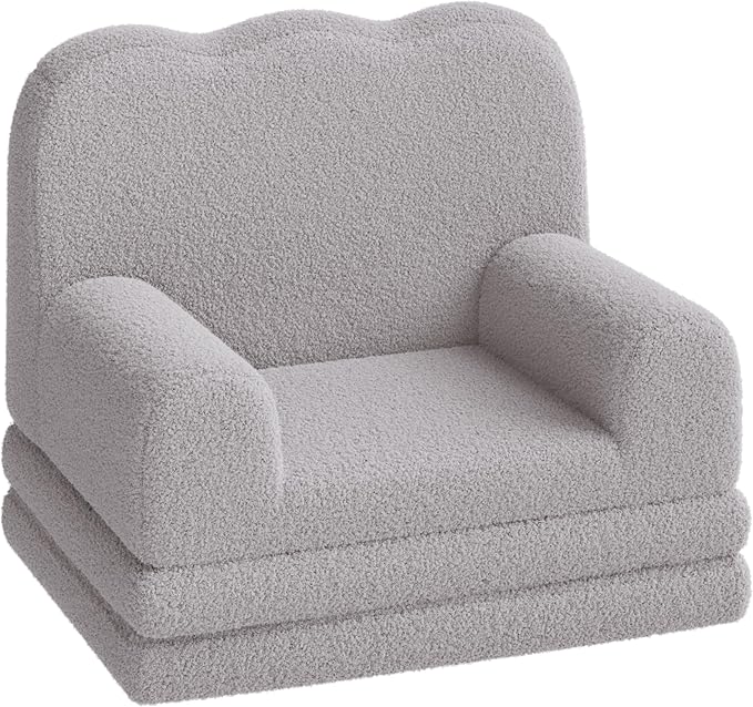 Multi-color Kids Couch Convertible Teddy Fleece Fabric Soft Sofa Foldable Couch