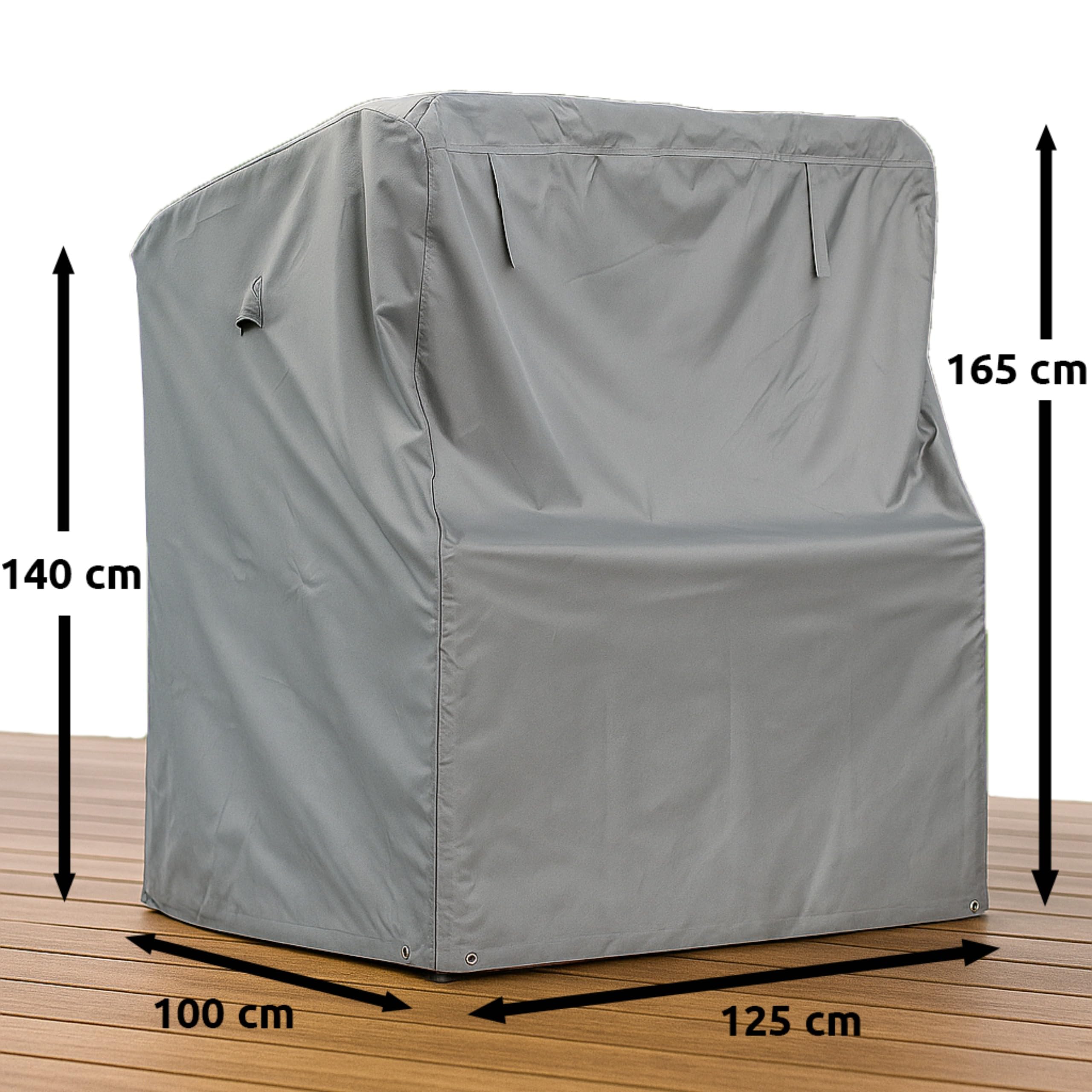 Strandkorbhülle 125cm, Abdeckung Strandkorb Oxford 600D 350 g/m², Strandkorbhülle winterfest, Schutzhülle Strandkorb atmungsaktiv, Strandkorb Abdeckung UV-beständig, Hülle Strandkorb wasserdicht