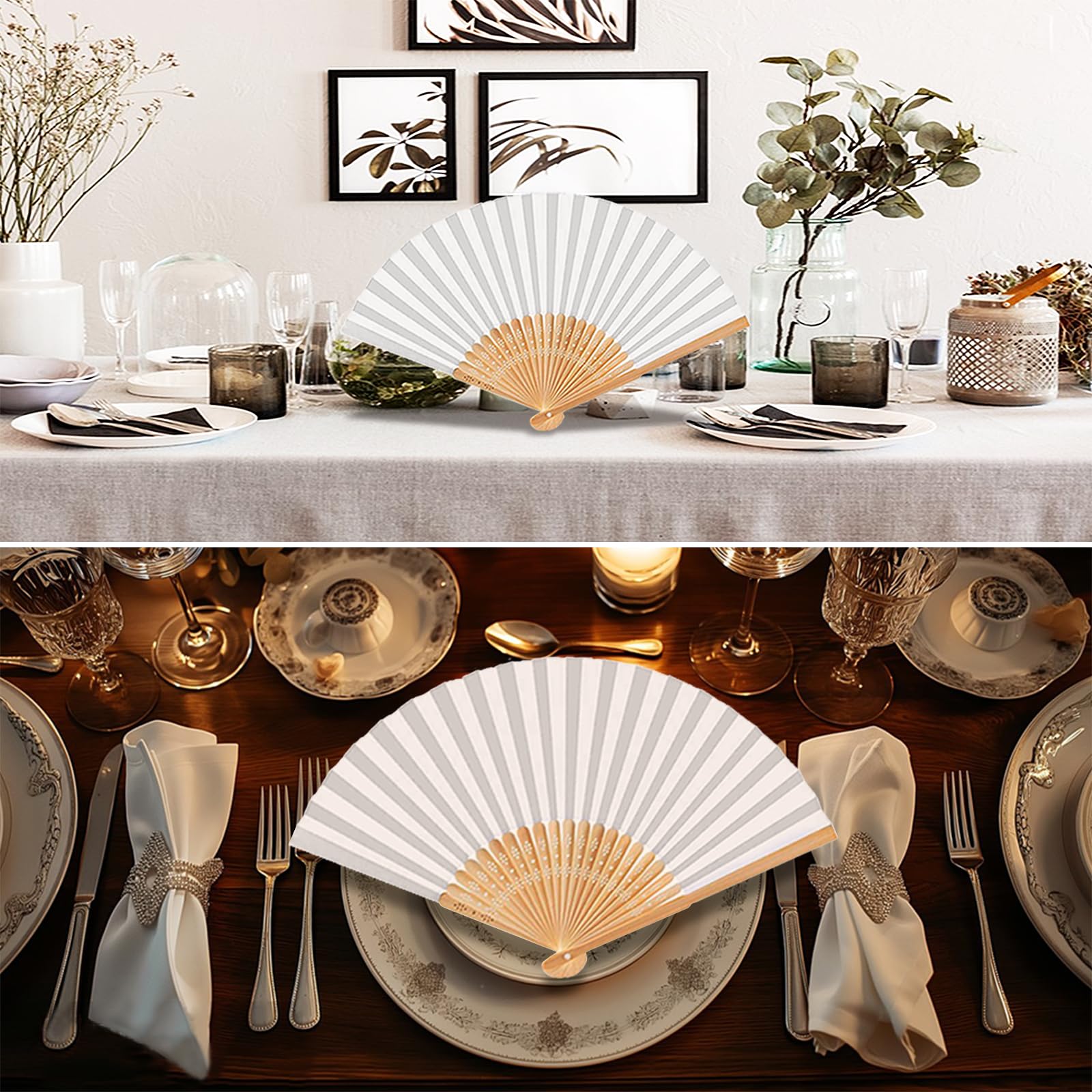 50 Piezas Abanicos De Boda, Abanico Papel Blanco Mano Plegable, Abanicos Para Invitados, Abanicos Plegables De Bambú Para Verano, Fiesta, Bolsa Regalos De Boda