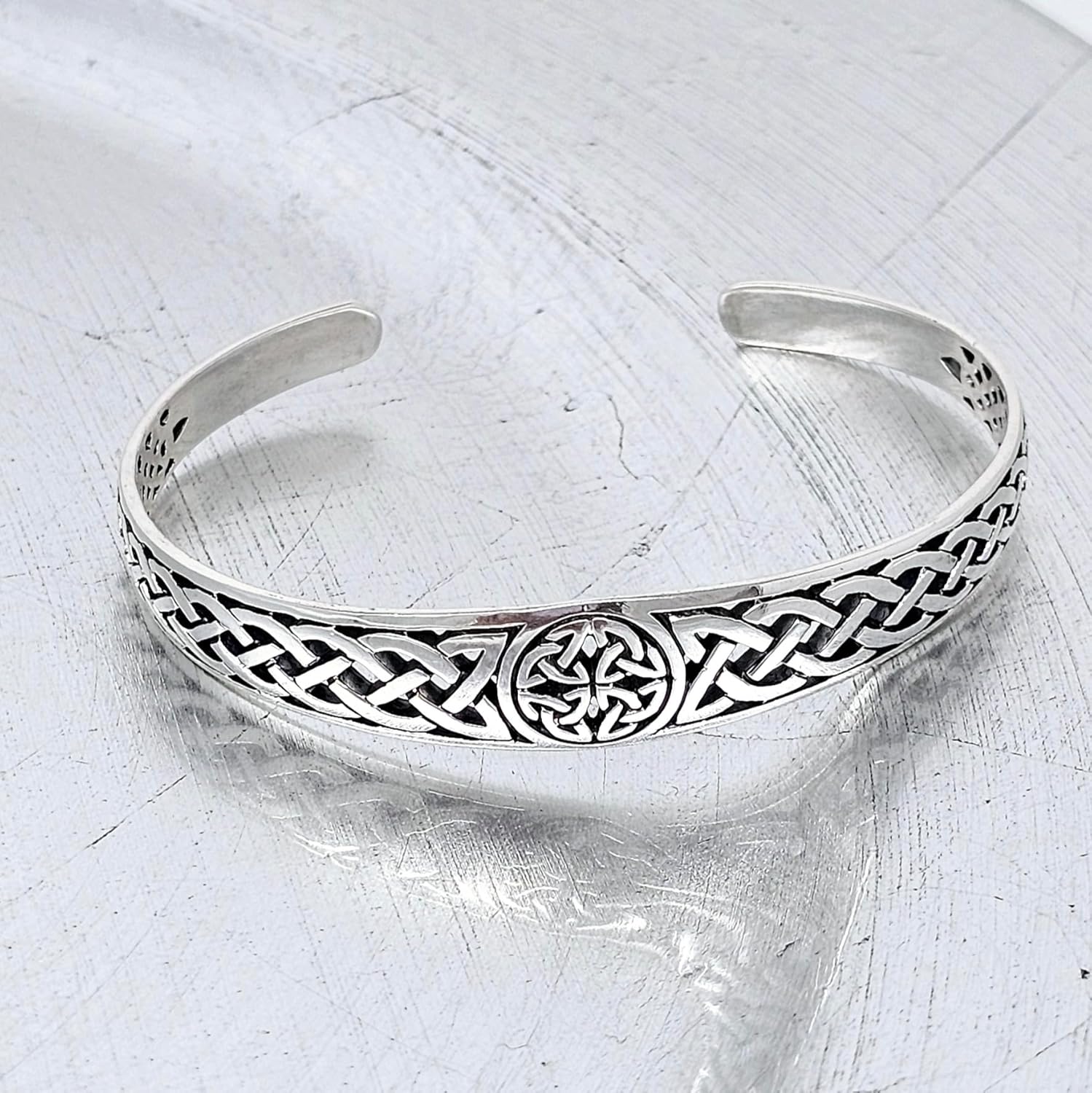 Women's 925 Sterling Silver Bangle Bracelet - 925 Sterling Silver Bracelet Celtic Bangle for Ladies and Girls - Image 2