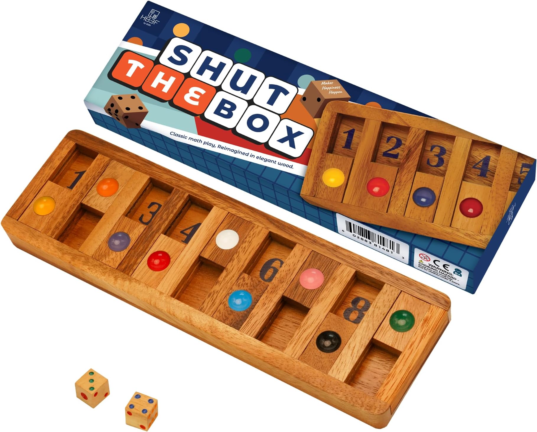 Shut The Box Board Games with Math Lover Player Wooden Box of Brain Teaser Puzzles to Get Fun on Game Adults and Seniors