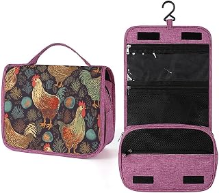 Chicken Print Hanging Toiletry Bag Large Capacity Bathroom Storage Bag with Hanging Hook Portable Hanging Organizer Men And Women Travel Toiletries Bag