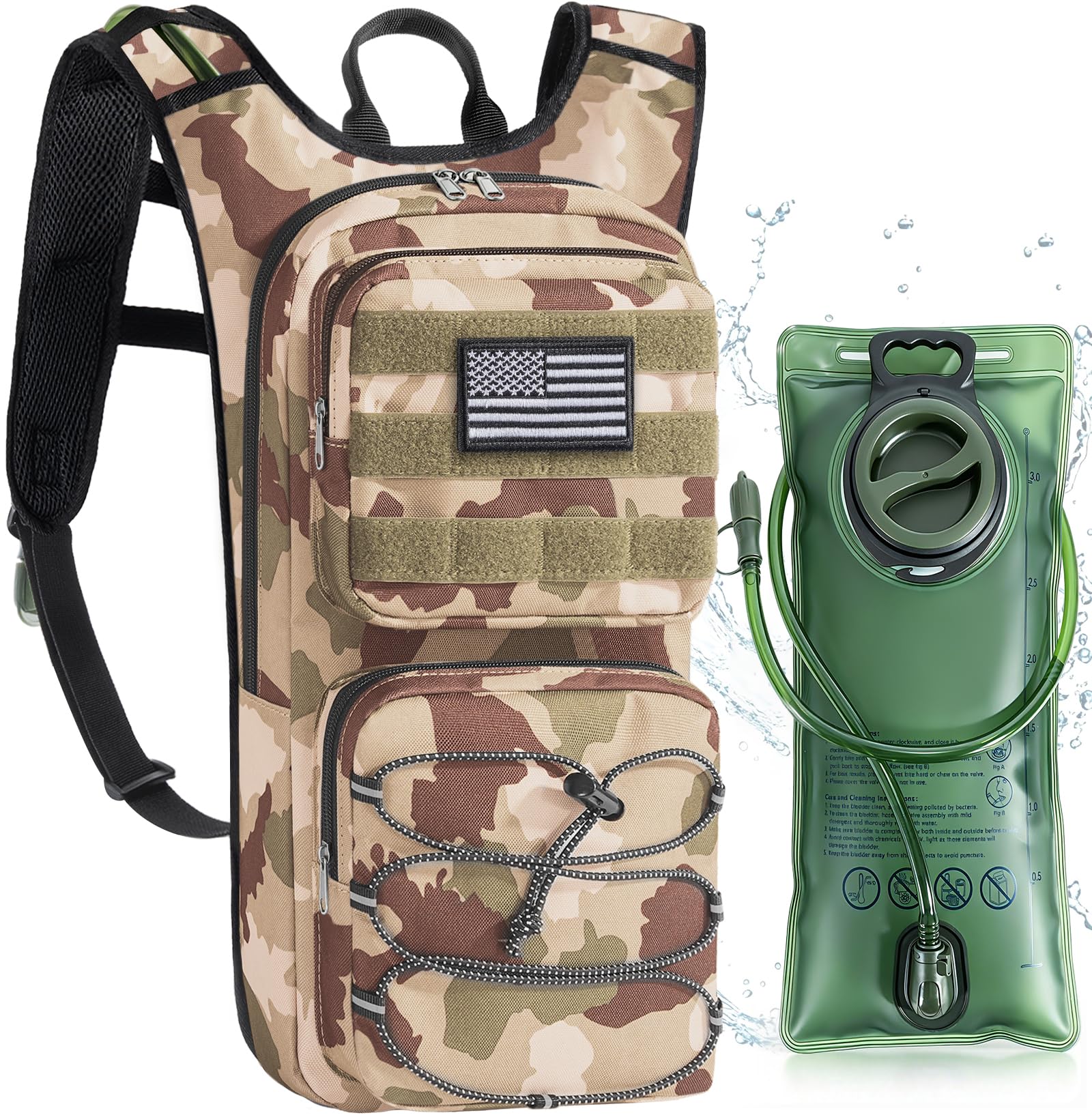 Tactical Hydration Backpack with 3L Water Bladder, Molle Water Pack