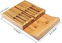 Vista 2 de VaeFae In-Drawer Knife Block,Bamboo Knife Drawer Organizer Insert, Kitchen Knife Drawer Storage for 16 Knives PLUS a Slot for your Knife Sharpener