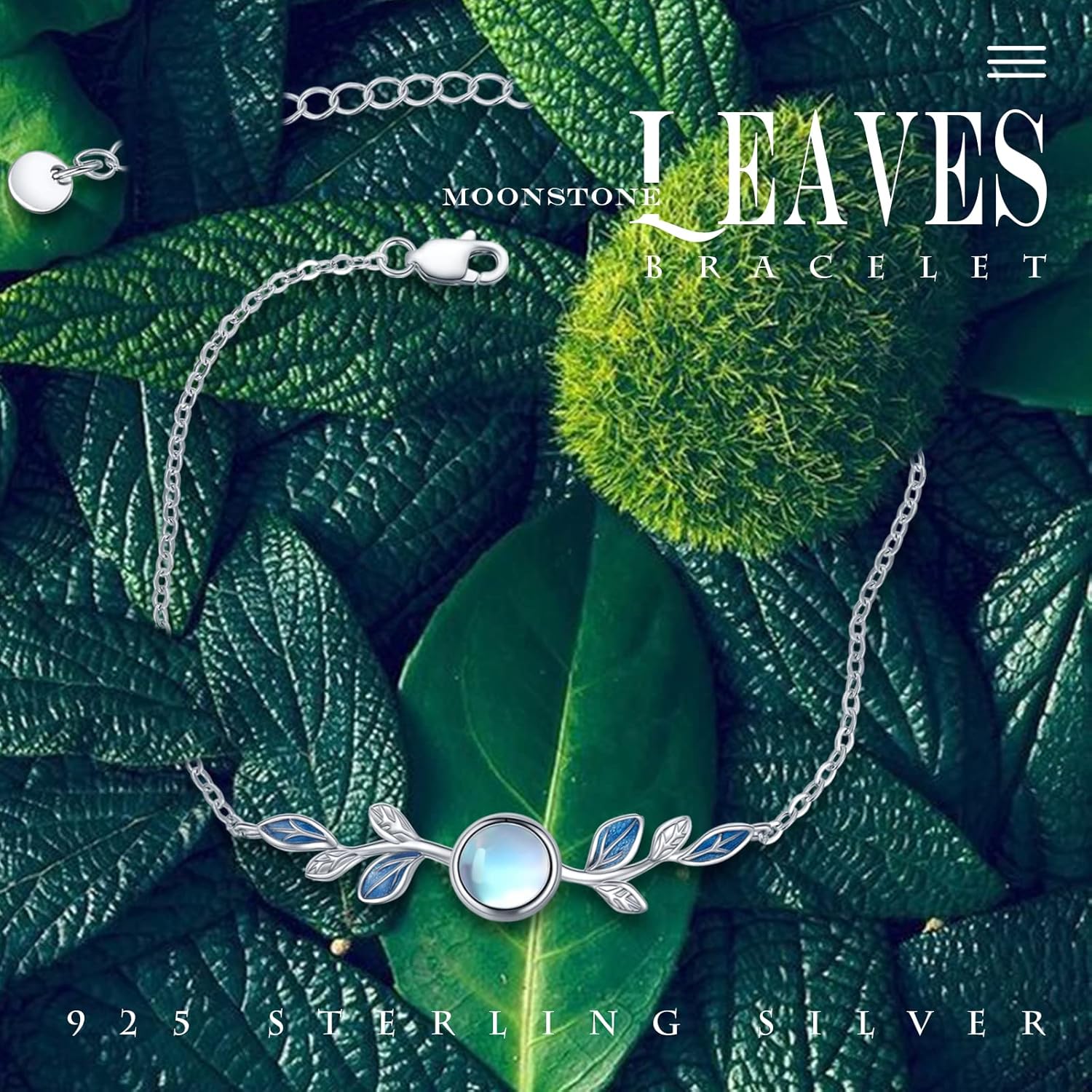 CUOKA MIRACLE Leaf Moonstone Bracelet S925 Sterling Silver Moonstone Leaf Bracelets For Women Olive Leaf’s Jewelry Gifts For Women Mother's Day Jewelry - Image 3