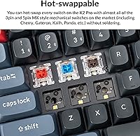 Vista 2 de Keychron Teclado mecánico inalámbrico K2 Pro QMKVIA, teclado macro programable personalizado con interruptor rojo K Pro intercambiable en caliente