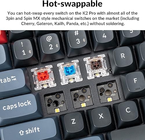Miniatura 2 de Keychron Teclado mecánico inalámbrico K2 Pro QMKVIA, teclado macro programable personalizado con interruptor rojo K Pro intercambiable en caliente,