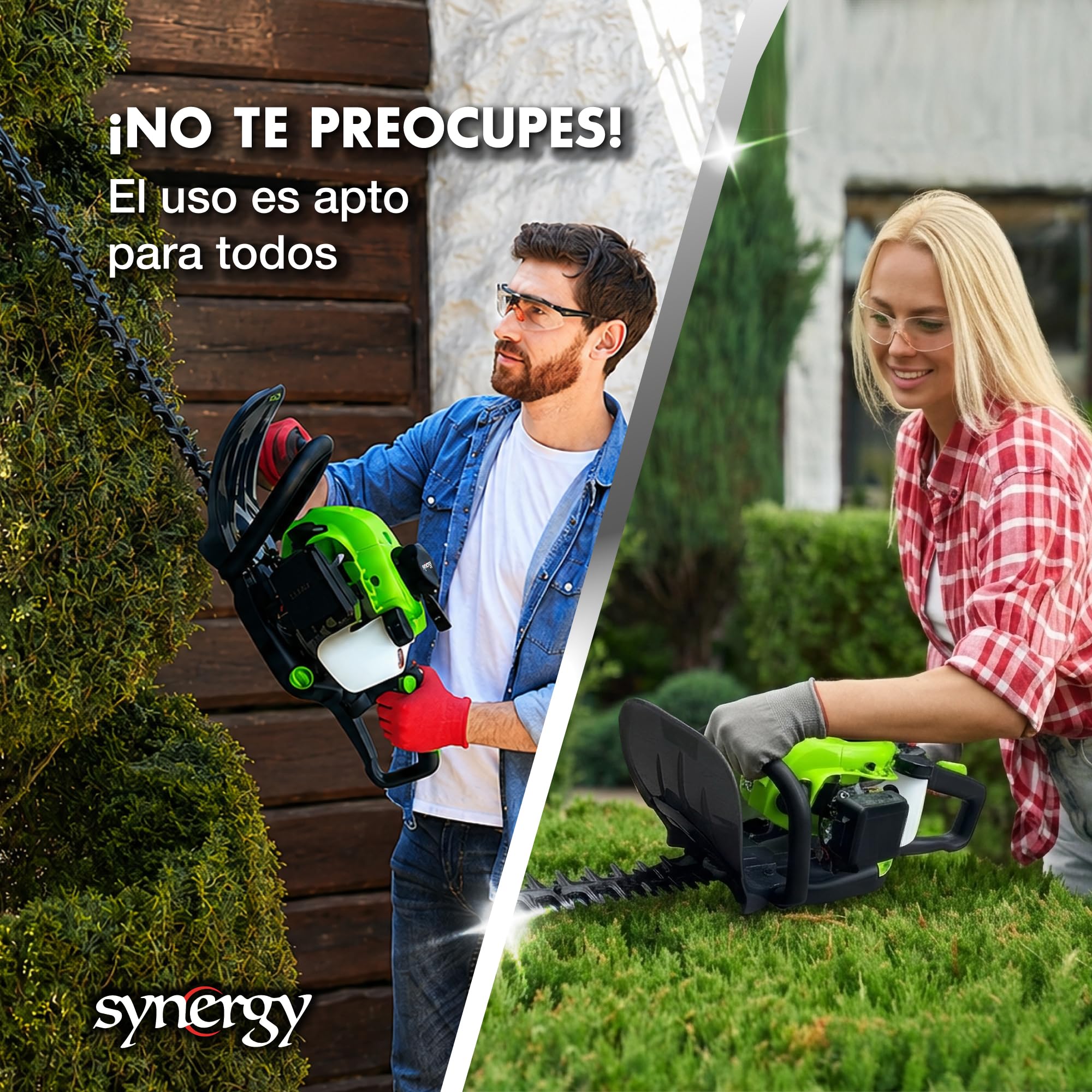 Synergy Cortasetos a Gasolina XT-26C – Motor 2 Tiempos 26cc 1CV – Cuchilla Doble 60cm, Manillar Giratorio 180° y Sistema Antivibración
