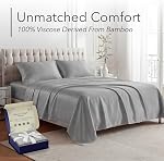 DECOLURE 100% Organic Bamboo Viscose Sheets King Size 4 pcs - Ultra Soft & Luxuriously Cooling, 16" Deep Pocket, Double Stitching, Perfect for Hot Sleepers - Luxury King Bed Sheets Set (Light Grey)
