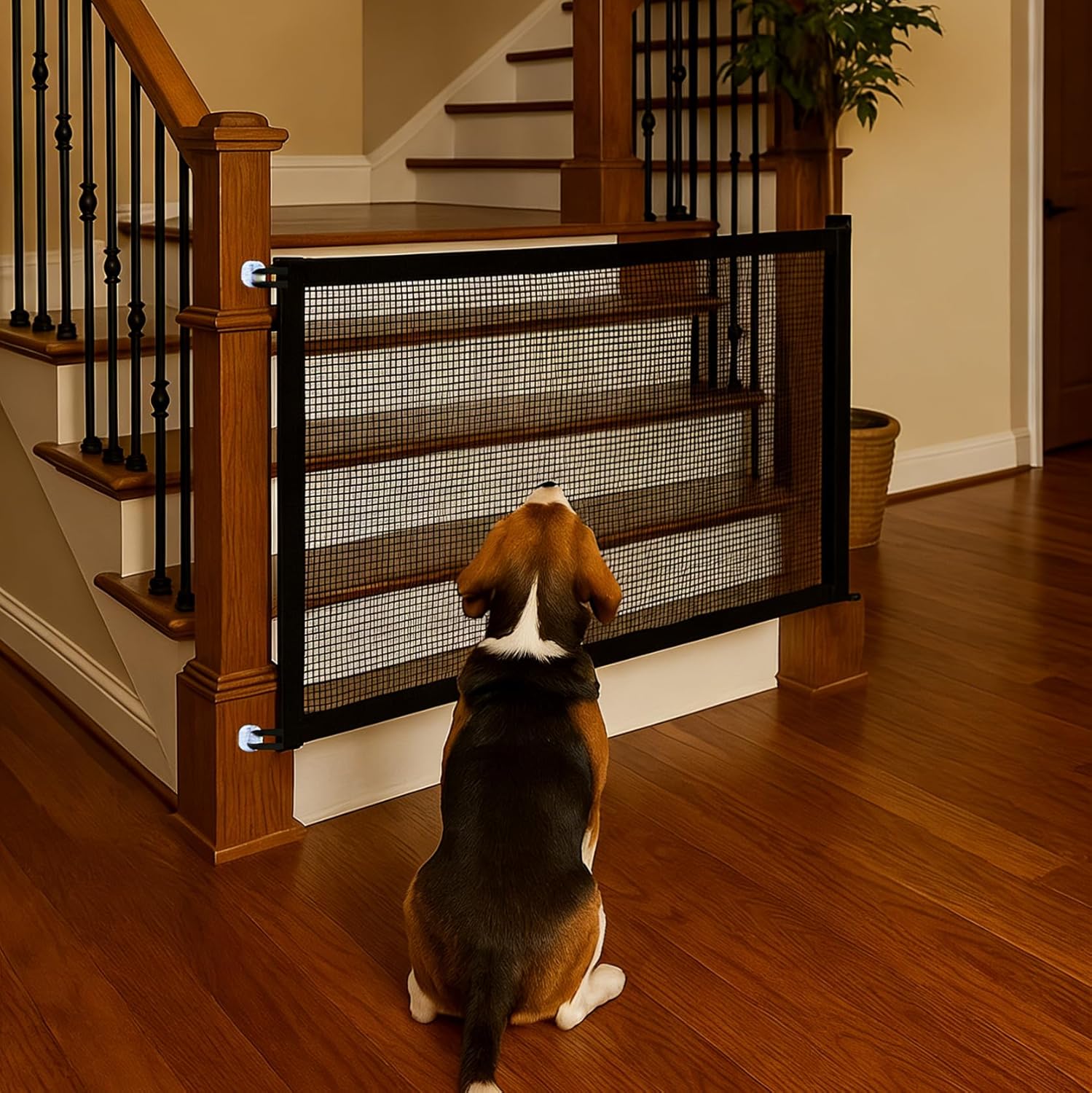 Dog Screen Mesh Gate for Stairs Pet Gates for The House: for Doorways Stairways Indoor 29" Tall, 43" Wide, Fits 38-42" Openings No Tools Needed