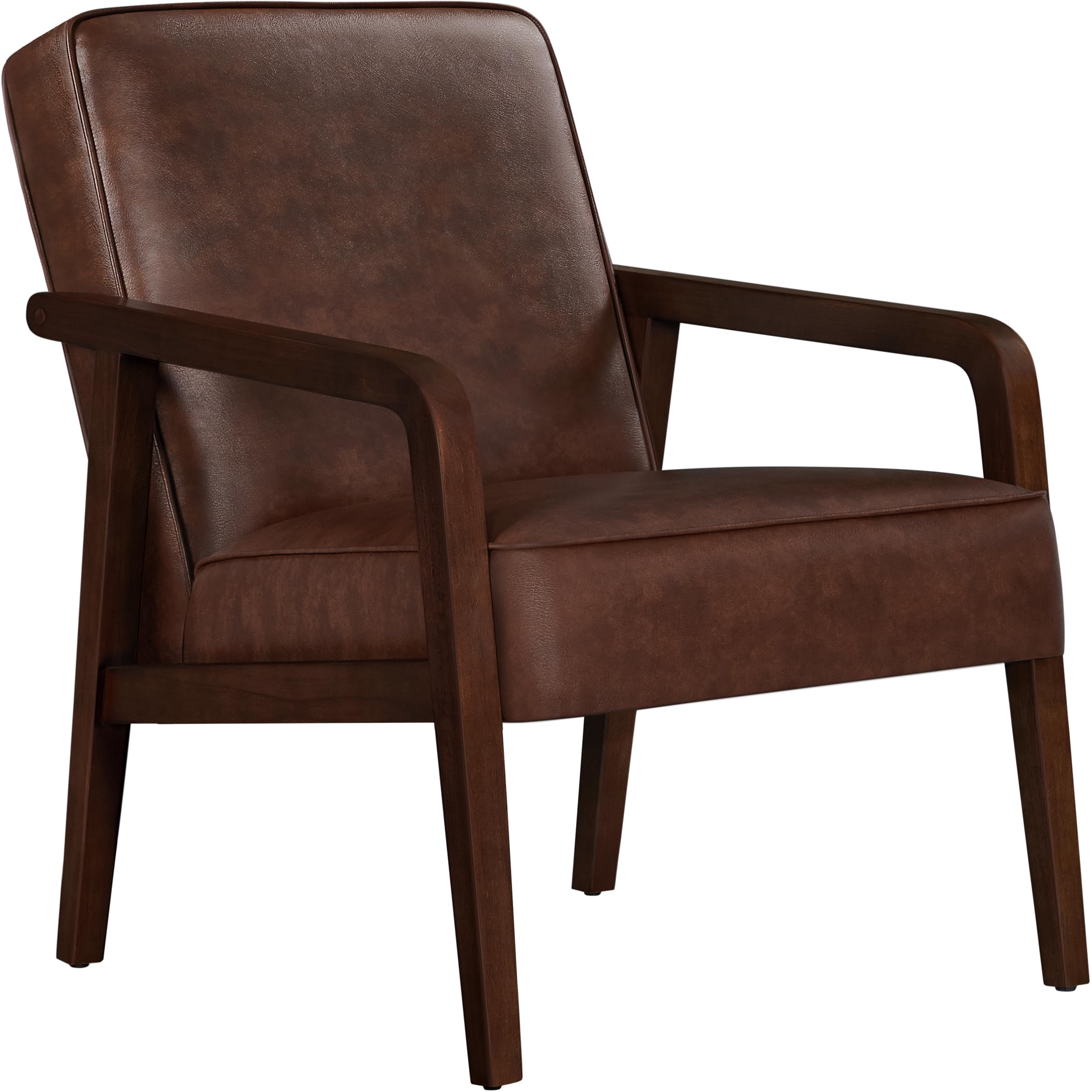 Poltrona Classica Ecopelle PU da Salotto Studio Poltrocina Imbottita Struttura in Legno Molle in Acciaio Sedia Moderna con Braccioli Schienale Piedini Regolabili per Lavoro Bar Marrone Scuro