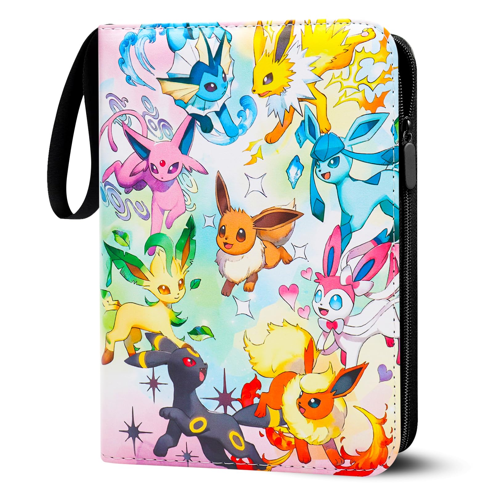 Sammelalbum für Pokemon Karten, 50 Seiten 400 Karten Kapazität Sammelkarten Album Sammelmappe Karten Ordner Heft, Tragbar Wasserdicht PU-Material Sammelkartenalben, Geschenk für Kinder (YB400)