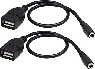 zdyCGTime USB 2.0 AFemale to DC 3.5x1.35mm Female Adapter Cable 5 Volt DC Barrel Power Jack Charging Cable for Tablet, Electronic Dog, Access Control Attendance (28CM/11inch F/F, DC 3.5x1.35mm-2packs)