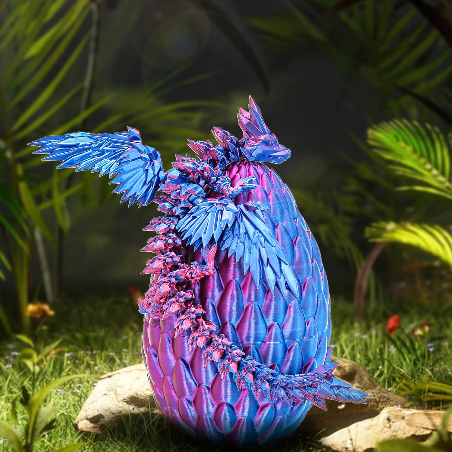Mydhall 3D Printed Flying Dragon Egg with Articulated Dragon Inside – Toys&Gifts for Kids,Home Decor,Birthday,Easter (Blue Purple,Medium)