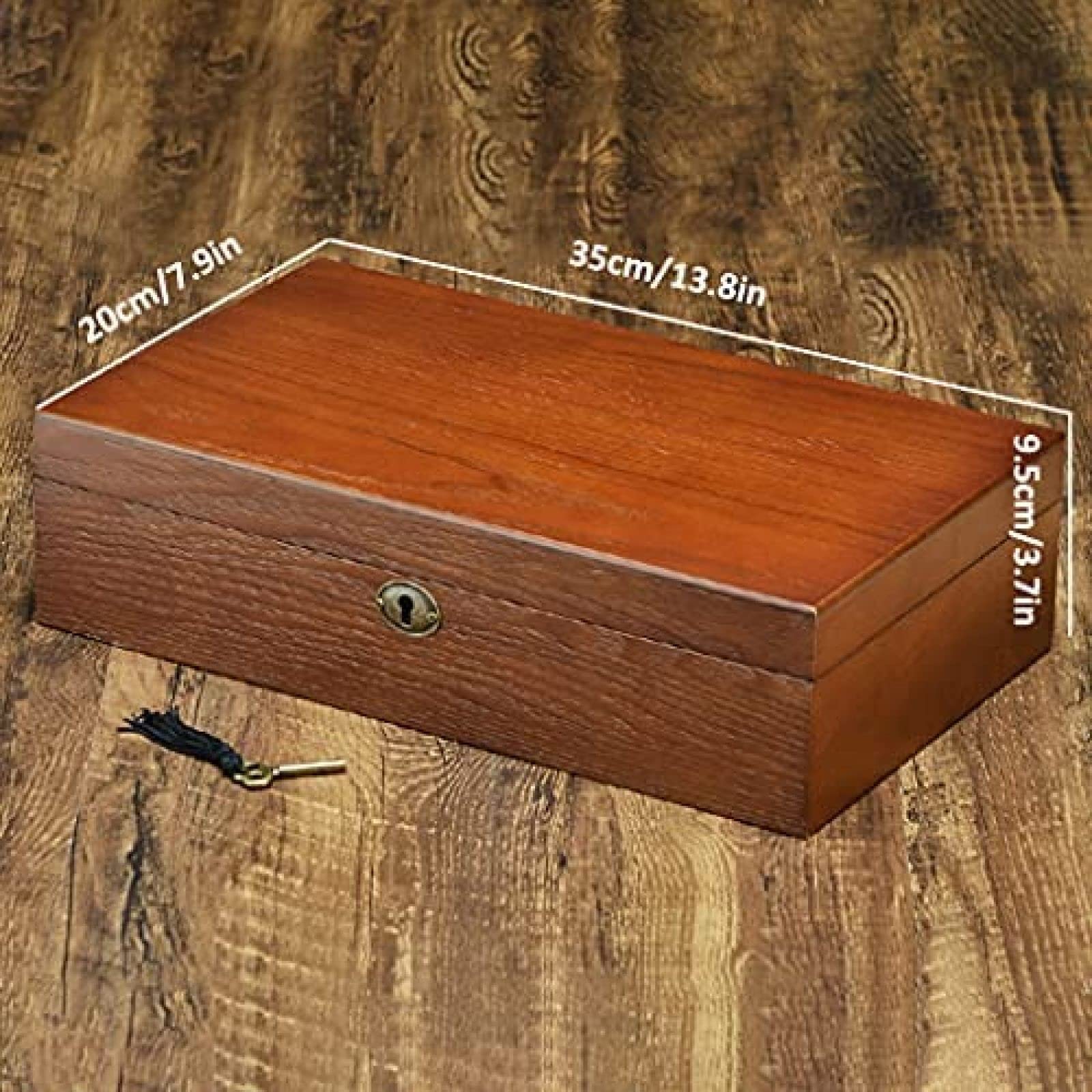 Caja De Reloj De Madera con 12 Ranuras, Caja De Almacenamiento De Reloj con Cerradura, Vitrina De Reloj Adecuada como Regalo para Coleccionistas De Relojes O Amigos,35×20×9.5cm