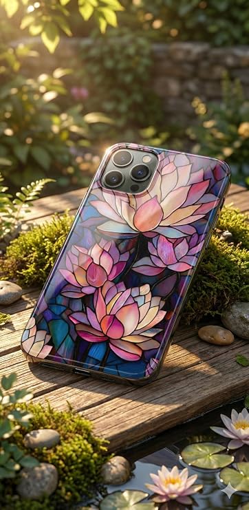 PrintiFy Samsung Galaxy S25 Ultra ile Uyumlu Vitray Sessiz Lotus Tasarımlı Şeffaf Silikon Kılıf