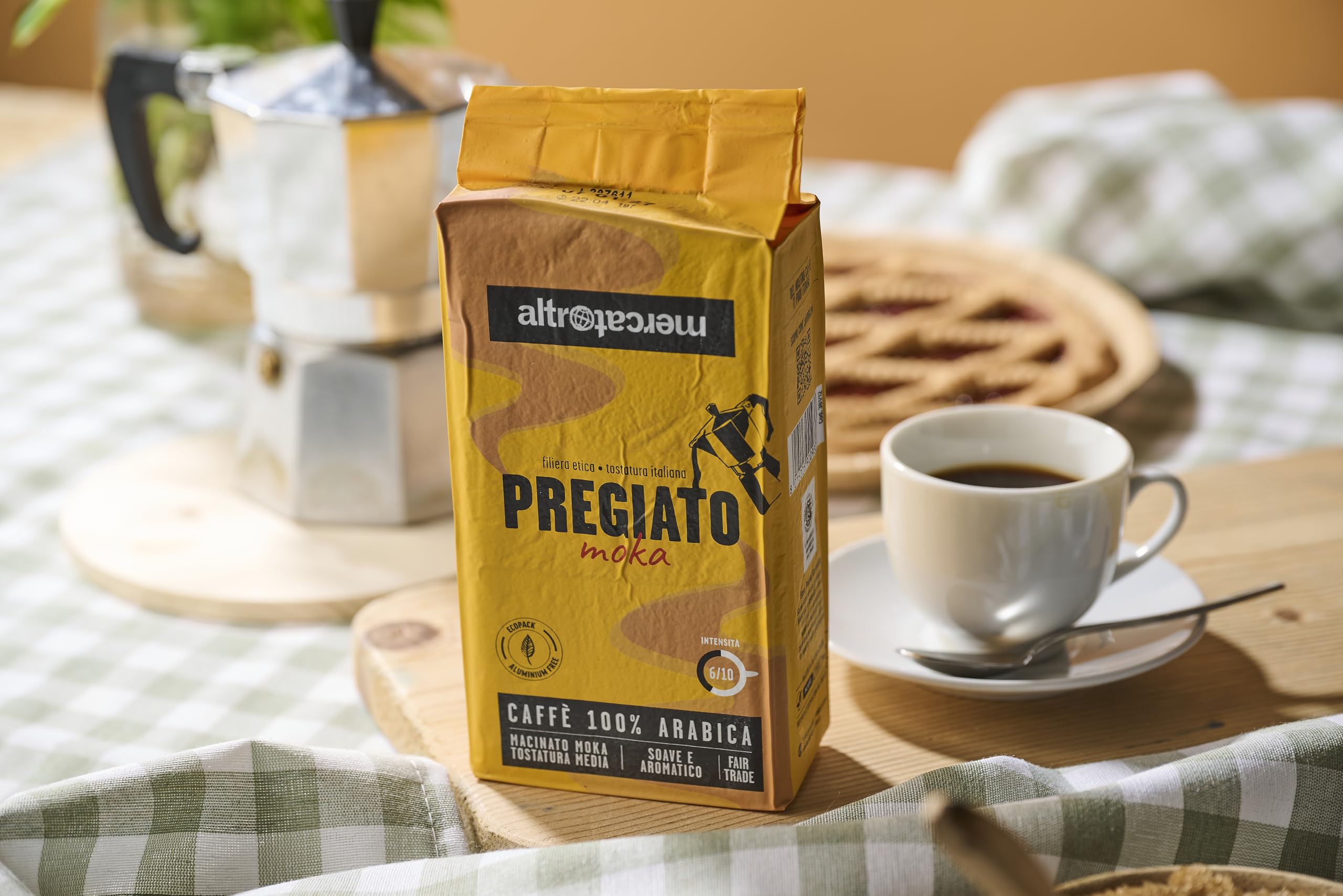 ALTROMERCATO – Caffè 100% arabica pregiato macinato per moka – caffè biologico da commercio equo e solidale – gusto raffinato e aromatico, equilibrio e finezza in tazza – formato bipack – 2 x 250 g