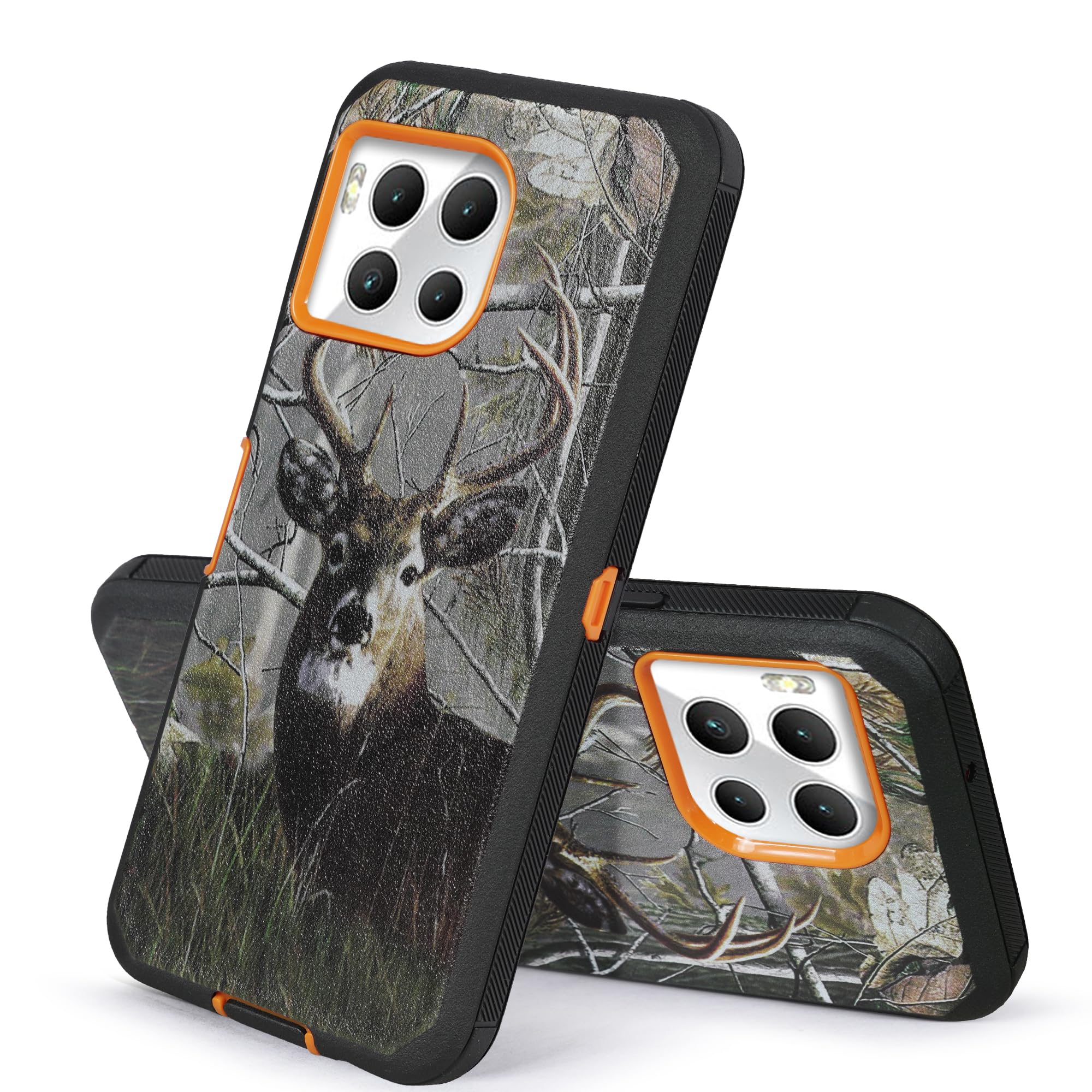 Funda compatible con T-Mobile Revvl 7 Pro 5G, a prueba de golpes, resistente y resistente con funda de clip para cinturón, protector de pantalla integrado (ciervo)