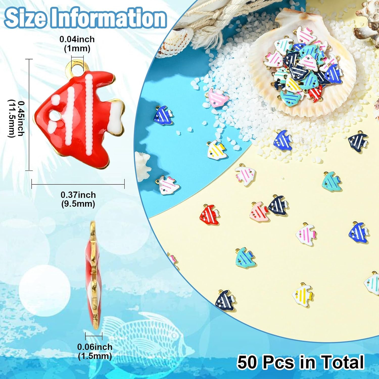 KitBeads 50Pcs Random Enamel Fish Charms Summer Beachy Stainless Steel Ocean Aniaml Charms for Jewelry Making Bracelets Earrings Necklaces Crafts - Image 2