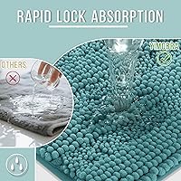 Vista 4 de Yimobra Alfombra de baño de 47 x 24 pulgadas, antideslizante y súper absorbente, lavable a máquina, de secado rápido, alfombra de ducha de chenilla