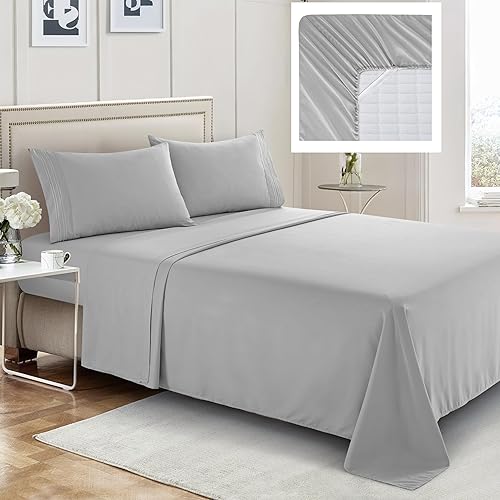 Sábanas con correas elásticas en las esquinas, sábanas de alto número de hilos, 2000 hilos, tela de microfibra de doble cepillado, sábanas de tamaño