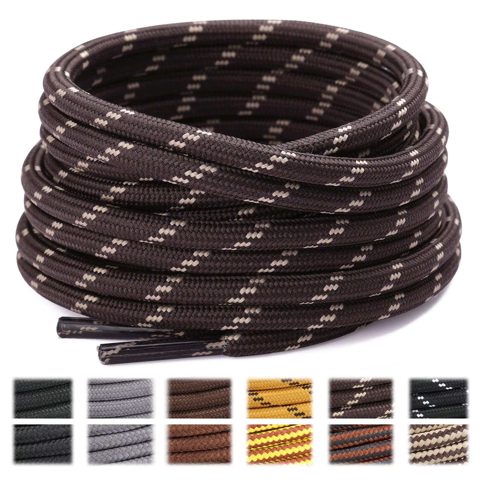 stepace round shoelaces 2 pairs heavy duty boot shoe laces for hiking work boots