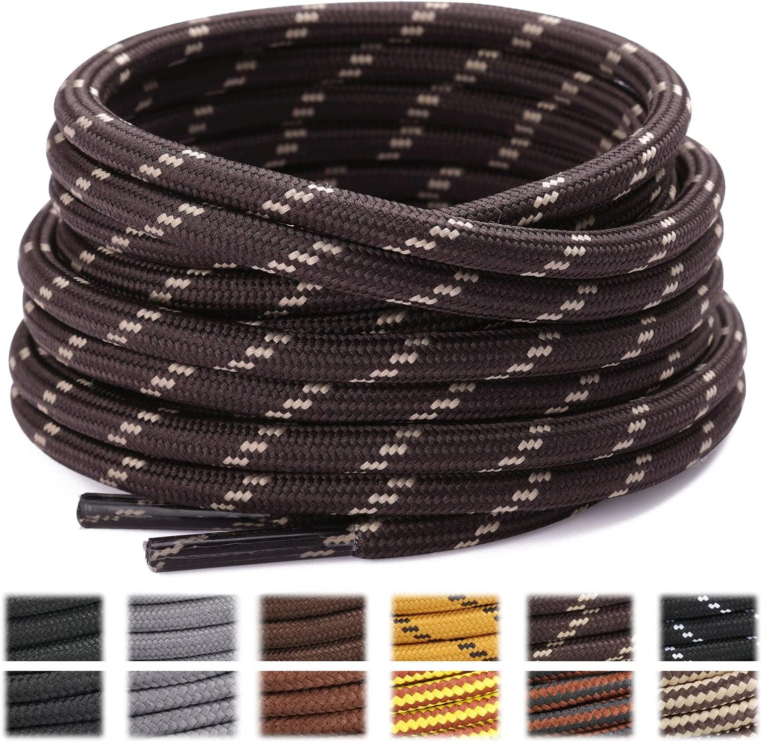 Round Shoelaces [2 Pairs] Heavy Duty Boot Shoe Laces for Hiking Work Boots