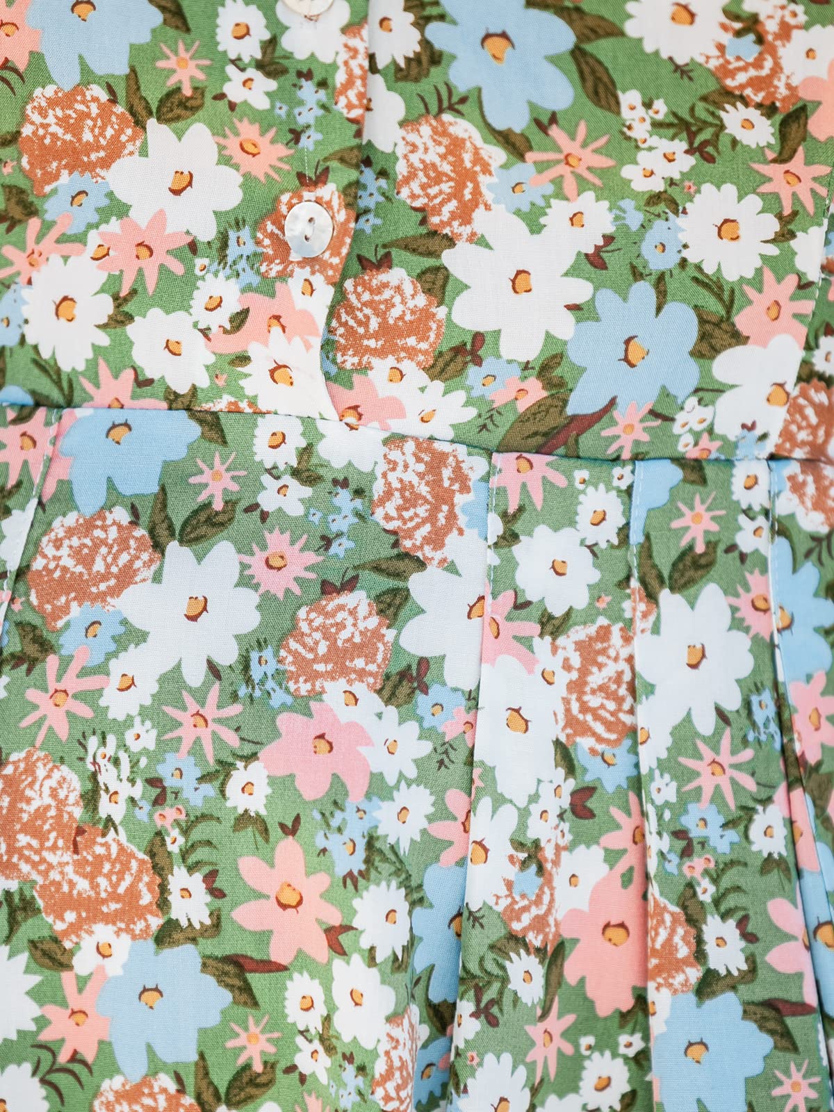CUPSHE Damen Kleid V Ausschnitt Kurzarm Blümchenmuster Knöpfen Sommerkleid Freizeitkleid Strand Mini Dress