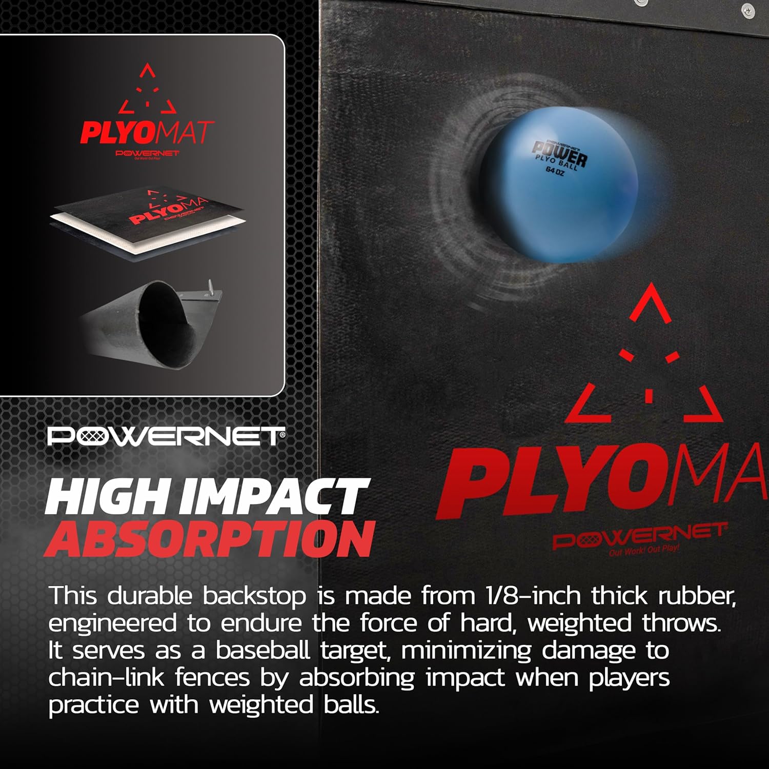 PowerNet Plyometric Softball & Baseball Training Equipment - Weighted Plyo Balls, Hanging Mat, Portable Backstop & Pitching Trainer