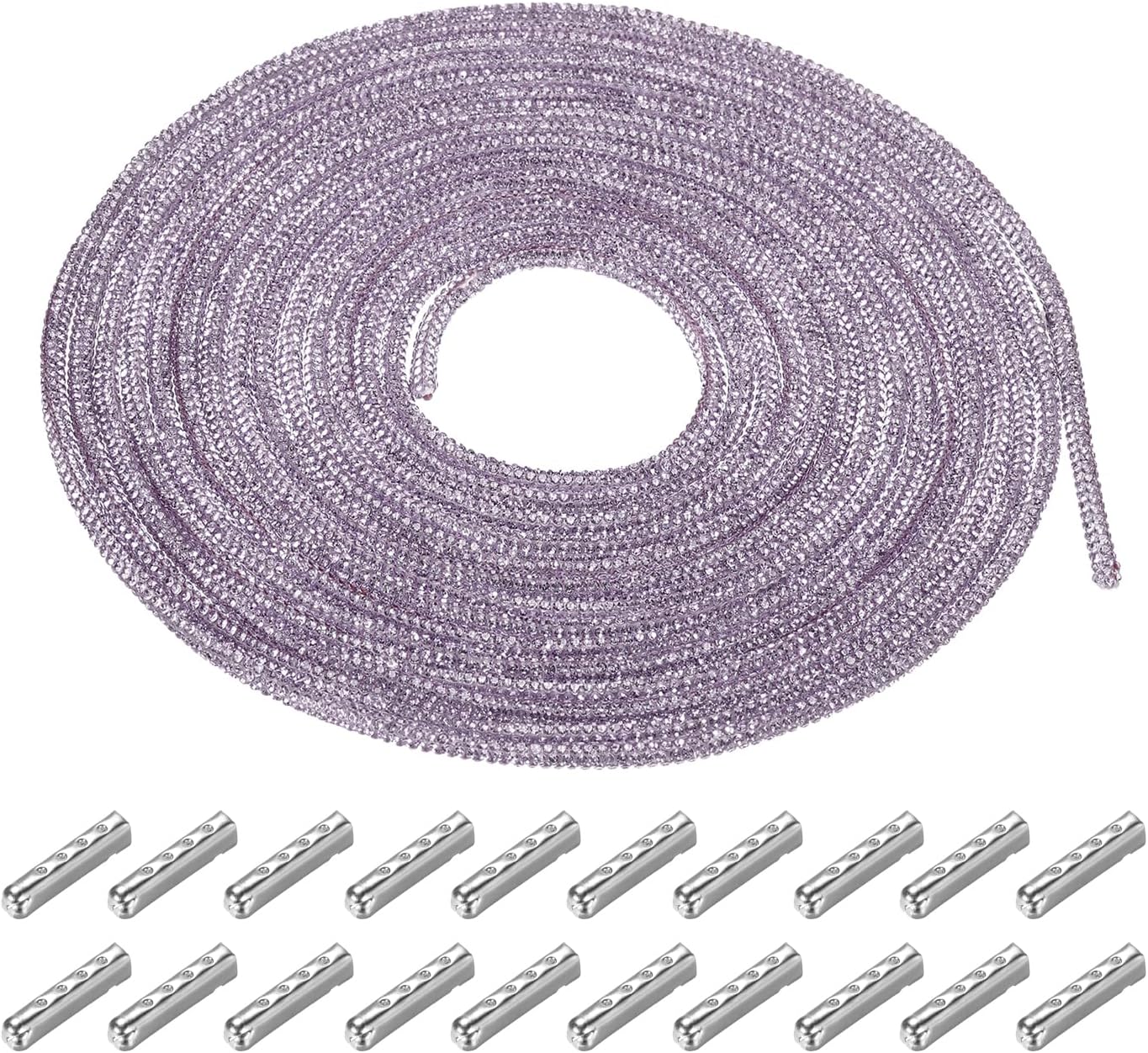 MECCANIXITY 4mm x 5m Shoe Laces Hoodie String Glitter Cords Rhinestone Tube Rope Bling Crystal String Rope for DIY Sneakers Sweaters Sweatpants Decoration Purple with Aglets