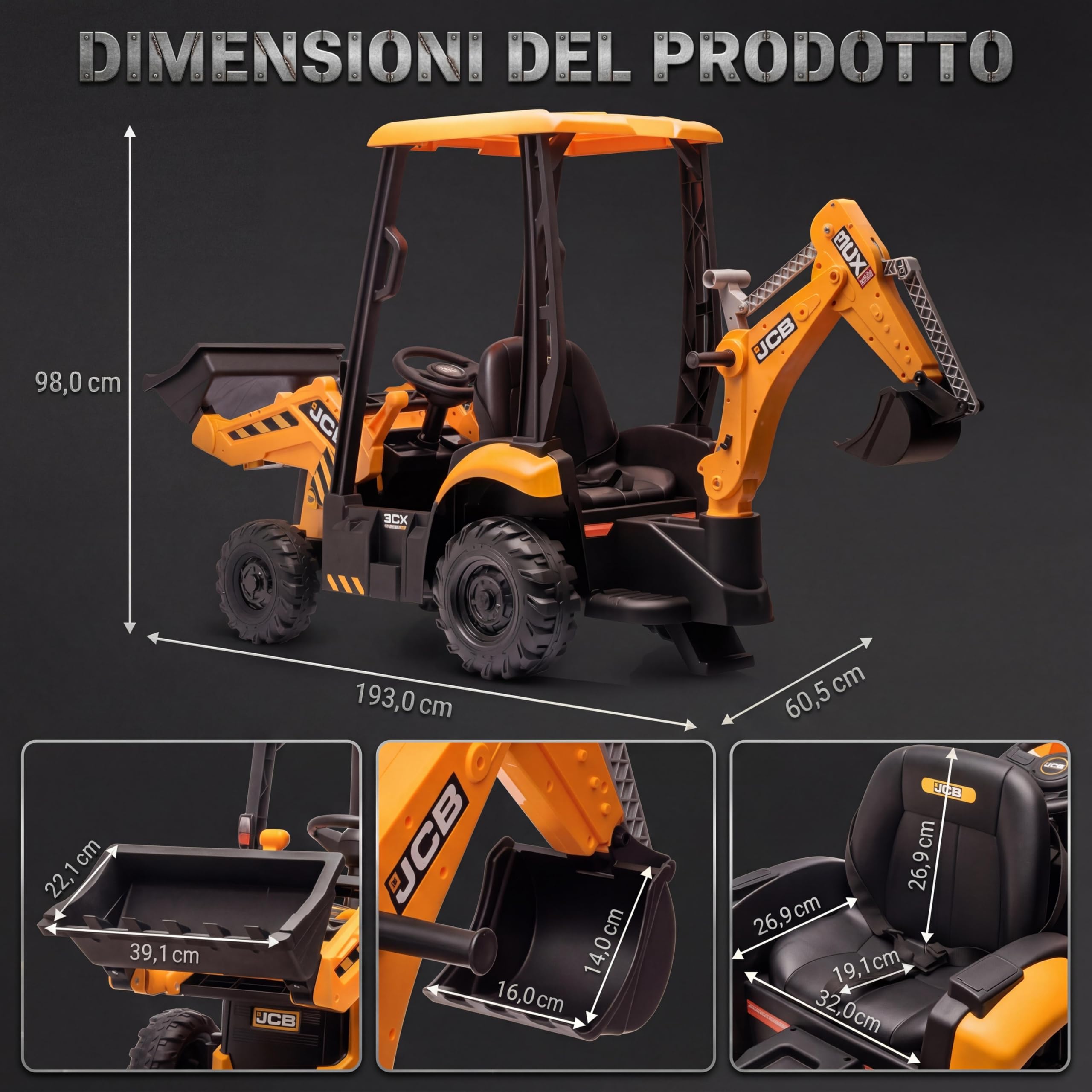 Garvee Trattore Elettrico 4 in 1 Per Bambini 12V Con Telecomando, Escavatore e Bulldozer Trasformabile, Tenda Rimovibile, Caricatore Frontale, Clacson, Pneumatici EVA, Giallo