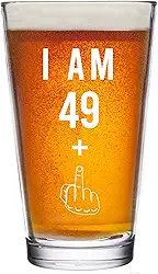 49 + Presentes de aniversário de 50 anos de um dedo médio para homens e mulheres copo de cerveja - presentes engraçados de 50 anos - copos de 473 ml suprimentos de decoração de festa - ideias de