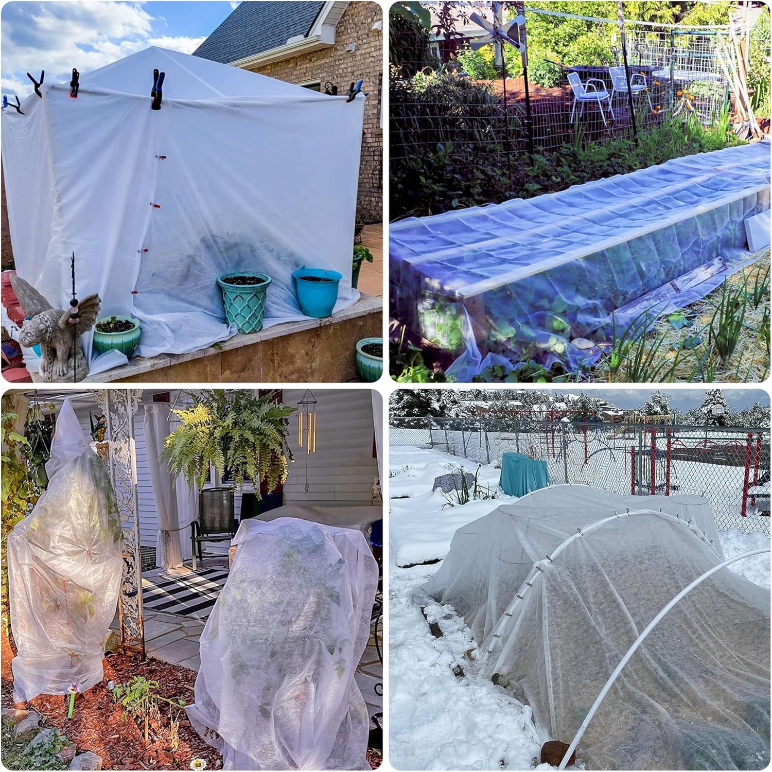 Paquete de 5 cubiertas para plantas de 10 x 50 pies, protección contra la congelación, manta de tela para heladas, cubierta flotante para hileras de invierno, 25.5 g/yd