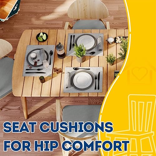 Miniatura 144 de AAAAAcessories Cojines en forma de D, espuma de 2 pulgadas de grosor, con lazos y funda extraíble lavable a máquina, 17 x 16 pulgadas, juego de 4